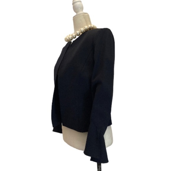 Tahari ASL Horton Open Front Blazer Jacket NWT Ruffle Sleeves in Navy Blue - Picture 9 of 11
